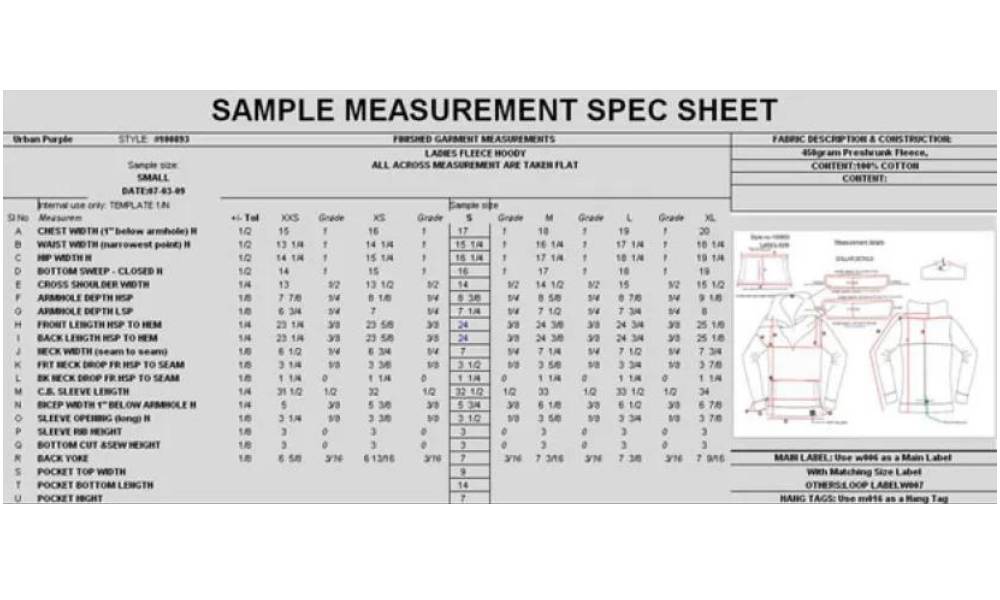 Measurement Spec Sheet